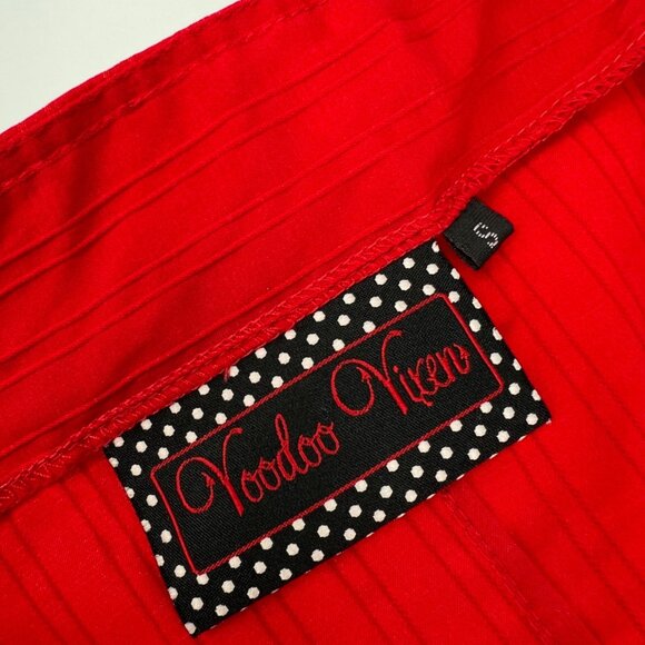 Voodoo Vixen Red Nautical Sleeveless Playsuit Bow Button Accents Size Small - Picture 9 of 12